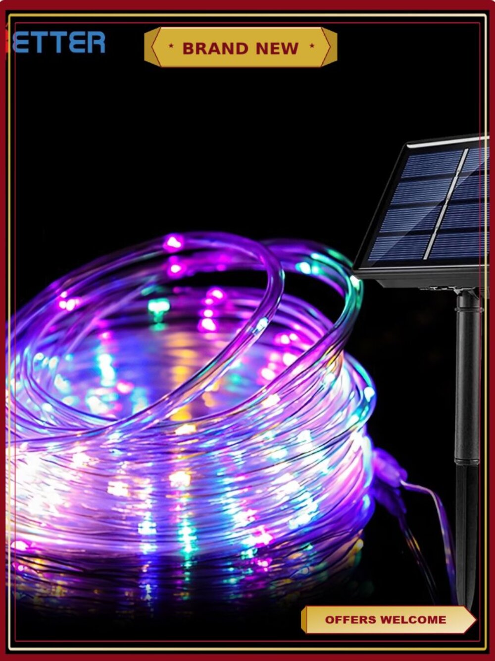 Solar Rope Lights 33Ft 100 LED Waterproof Outdoor Lighting